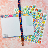 Bundle + Save 20% - A4 Notepad, Stickers, Blue Floral Lanyard